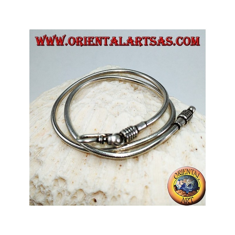 Necklace in 925 silver, 45 cm snake with detachable hook