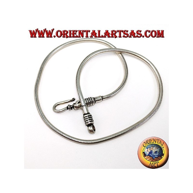 Collana in argento 925  snake da cm 45 con gancio rimovibile
