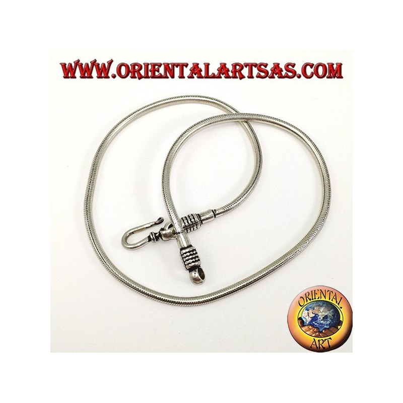 Necklace in 925 silver, 45 cm snake with detachable hook