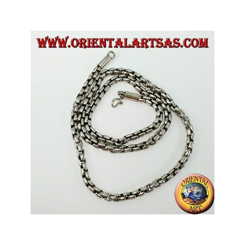 Collier en argent 925, chaîne avec des anneaux carrés