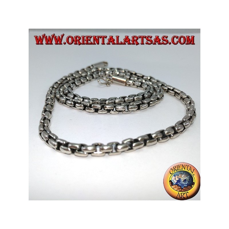 Collier en argent 925, chaîne avec des anneaux carrés