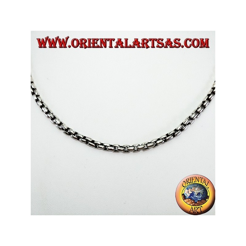 Halskette aus 925er Silber, Kette mit quadratischen Ringen