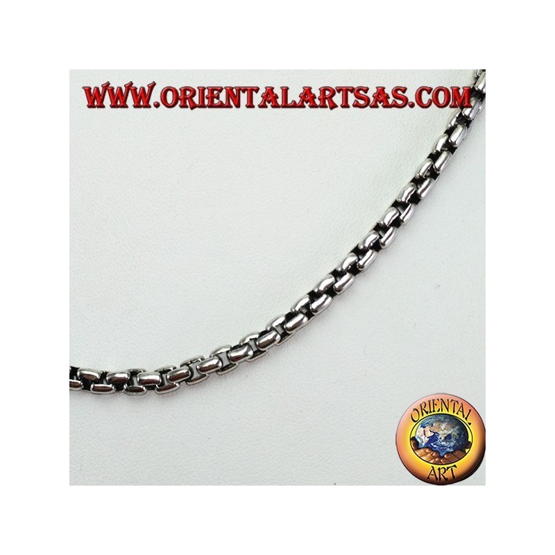 Halskette aus 925er Silber, Kette mit quadratischen Ringen