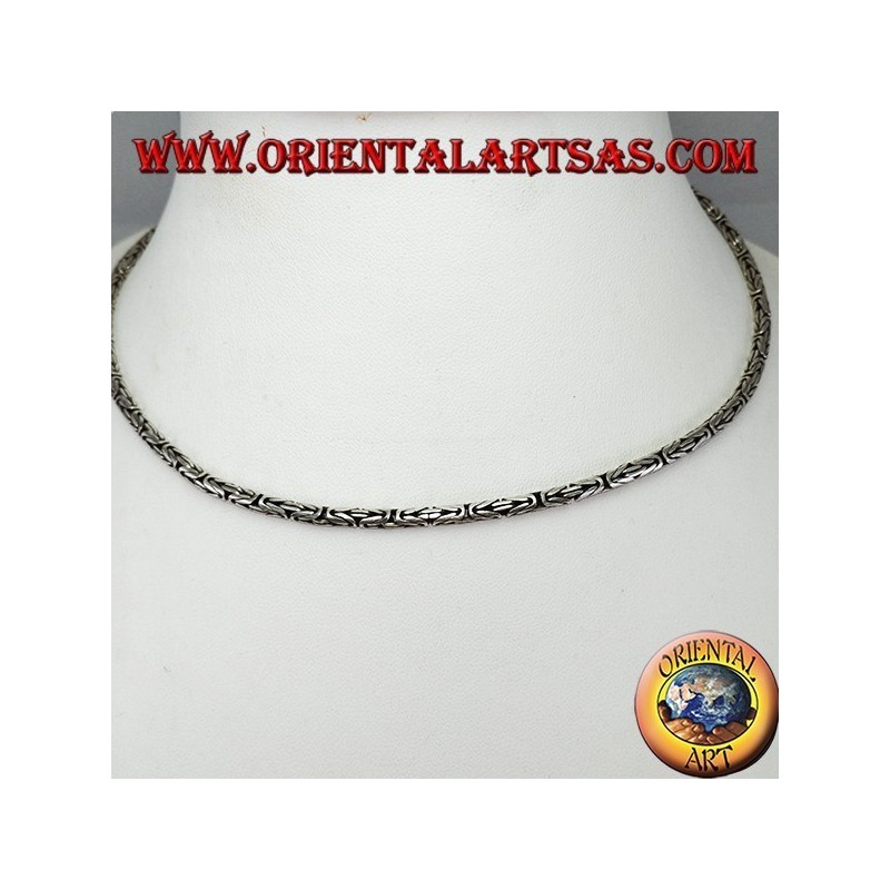 Collier en argent, serpent BOROBUDUR 40 cm Byzantine maille