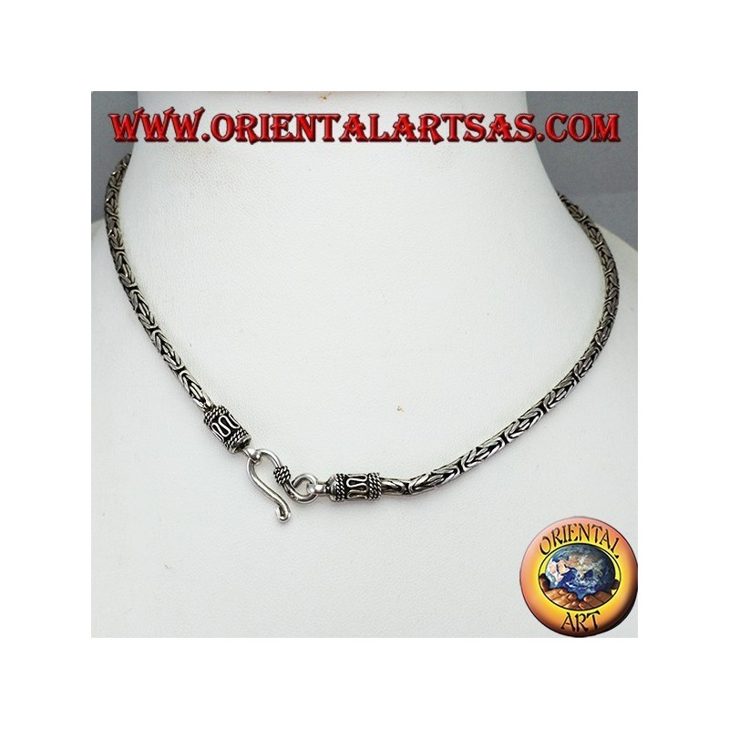 Collana in argento, snake  BOROBUDUR  cm 40 maglia bizantina