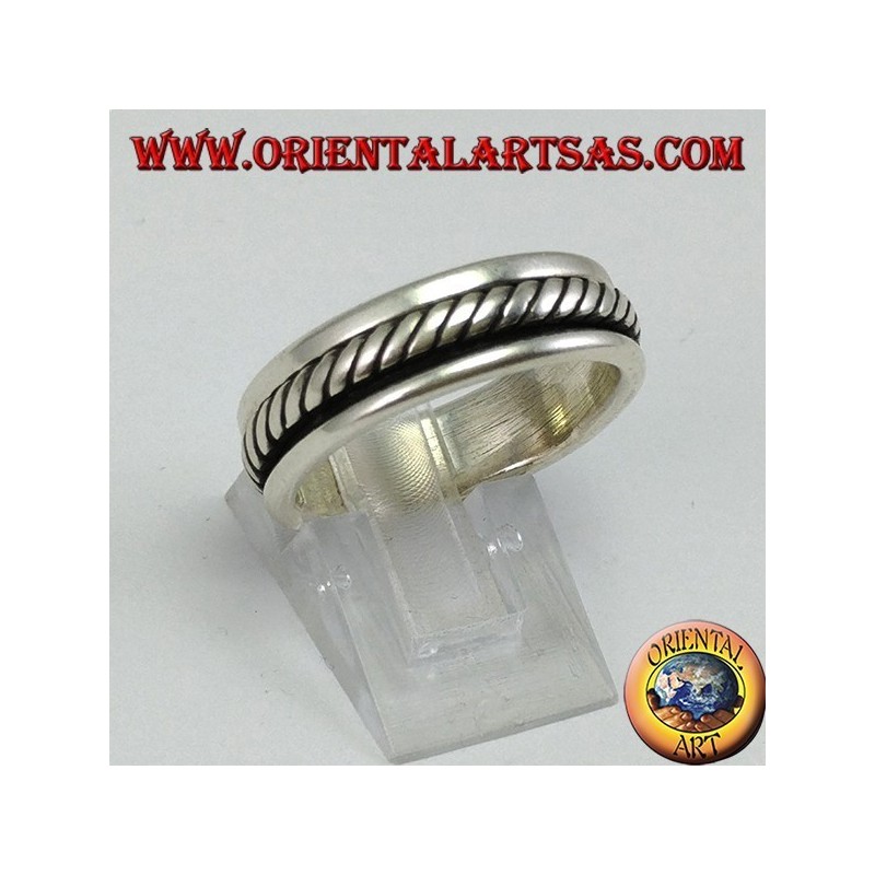 Silver loop ring Antistress swivel, rope model