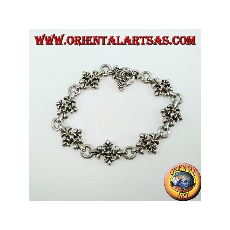 Bracciale a con croci di giglio in argento