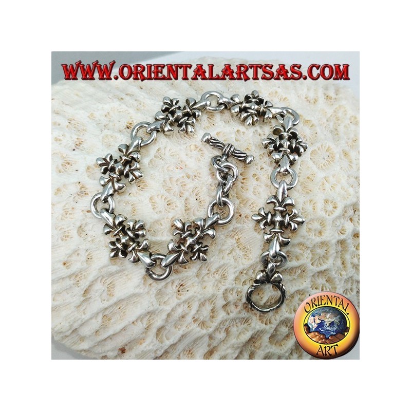 Bracciale a con croci di giglio in argento