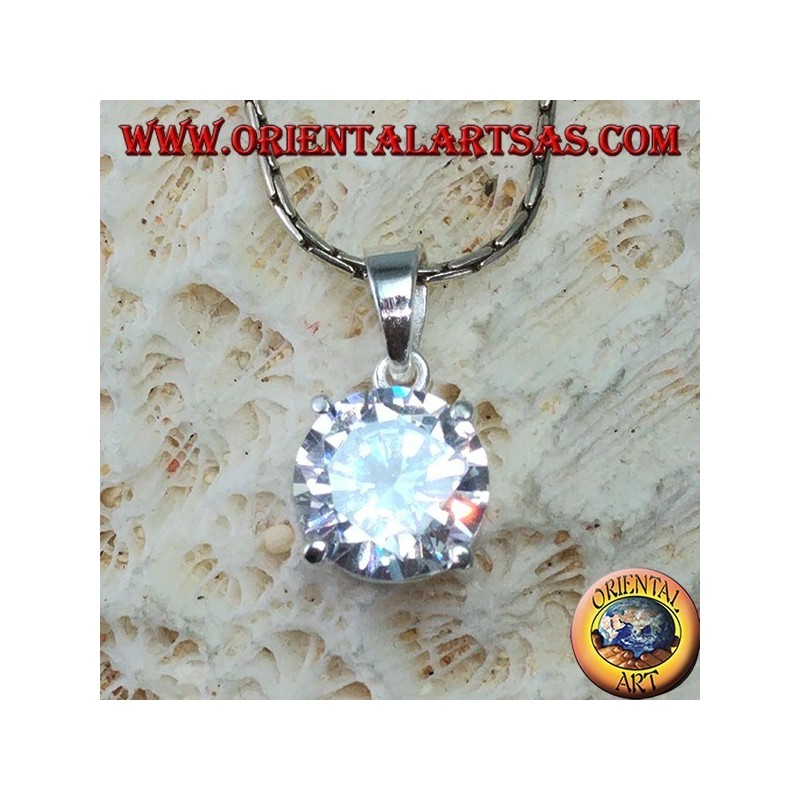 Ciondolo in argento con zircone tondo