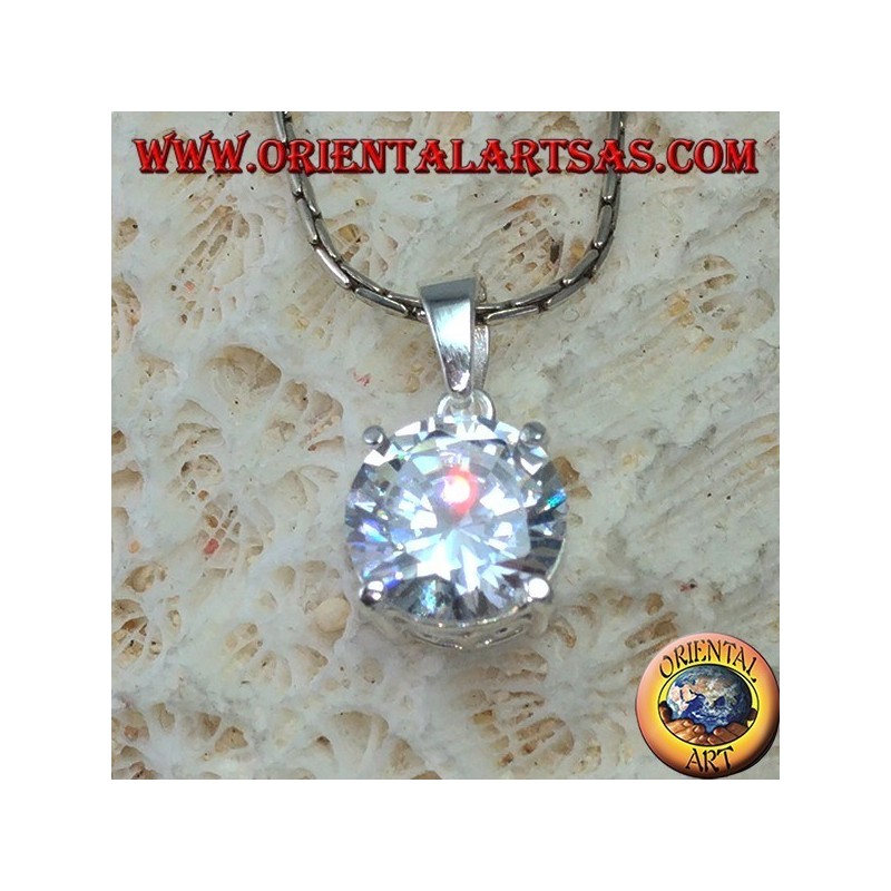 Ciondolo in argento con zircone tondo