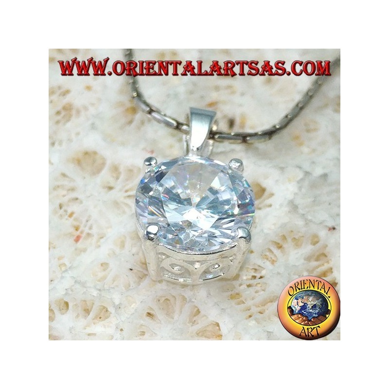 Pendentif en argent avec zircon rond