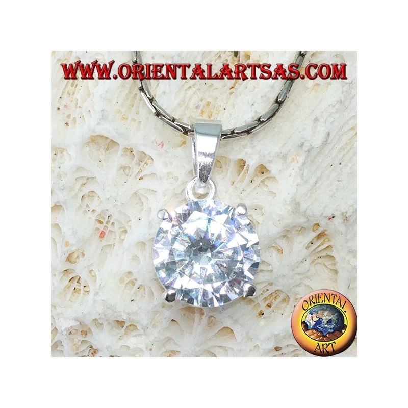 Colgante de plata con circón redondo