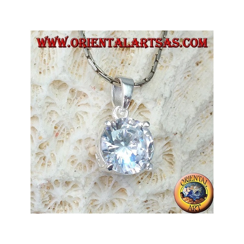Colgante de plata con circón redondo