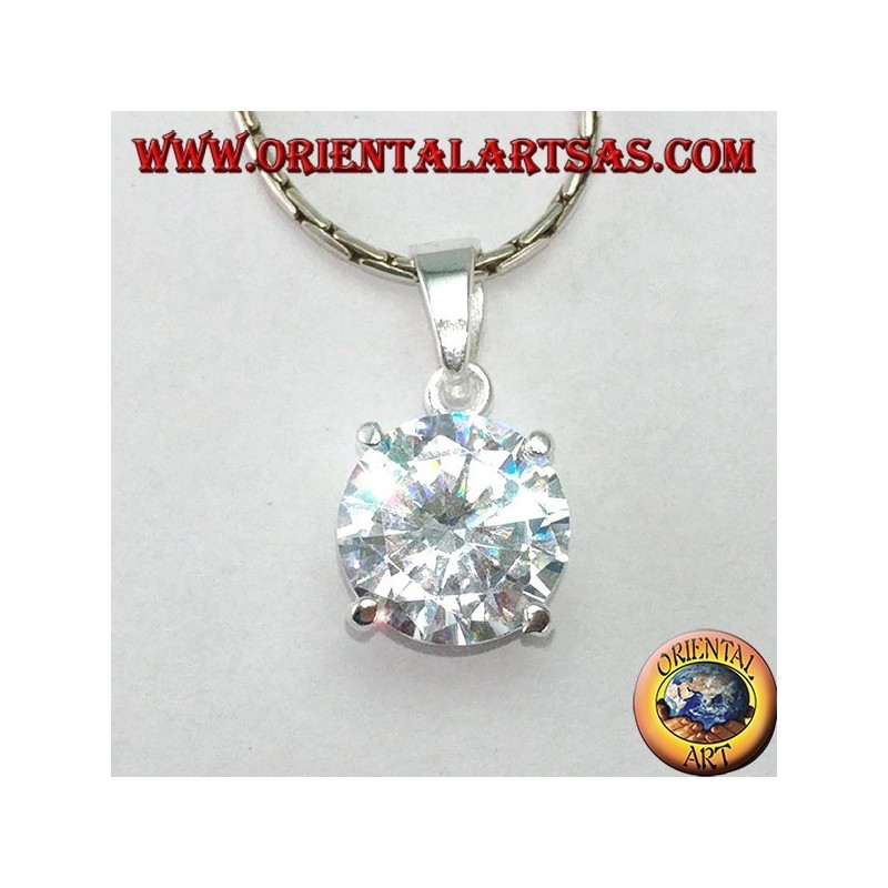 Silver pendant with round zircon