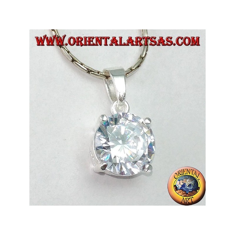 Silver pendant with round zircon
