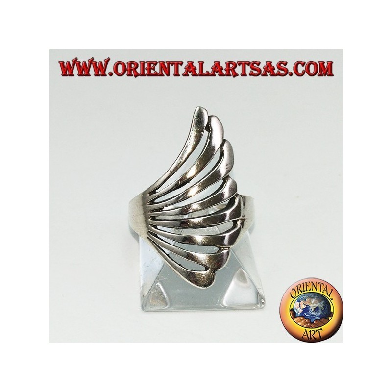Silver ring in fan shape