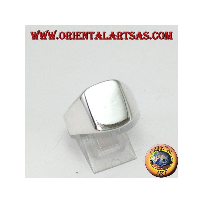 Bague en argent avec un bouclier lisse rectangulaire, gravure sur demande
