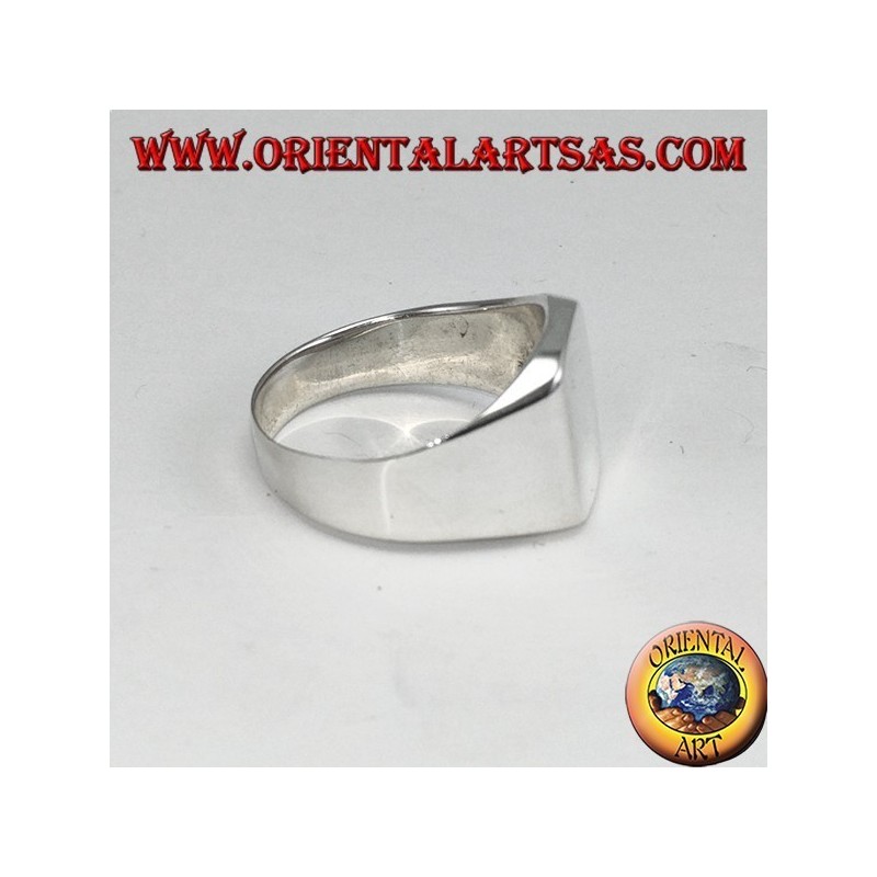 Bague en argent avec un bouclier lisse rectangulaire, gravure sur demande