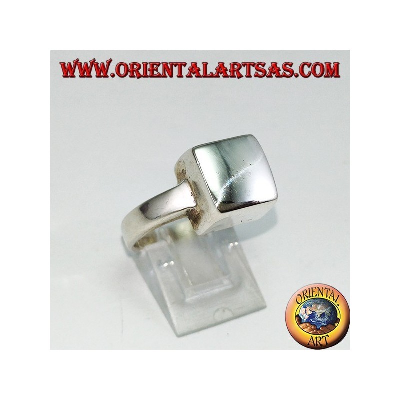 Silver ring in smooth cube
