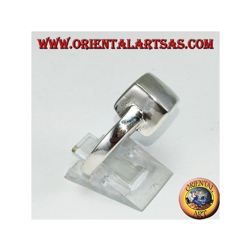 Anello in argento  a cubo liscio