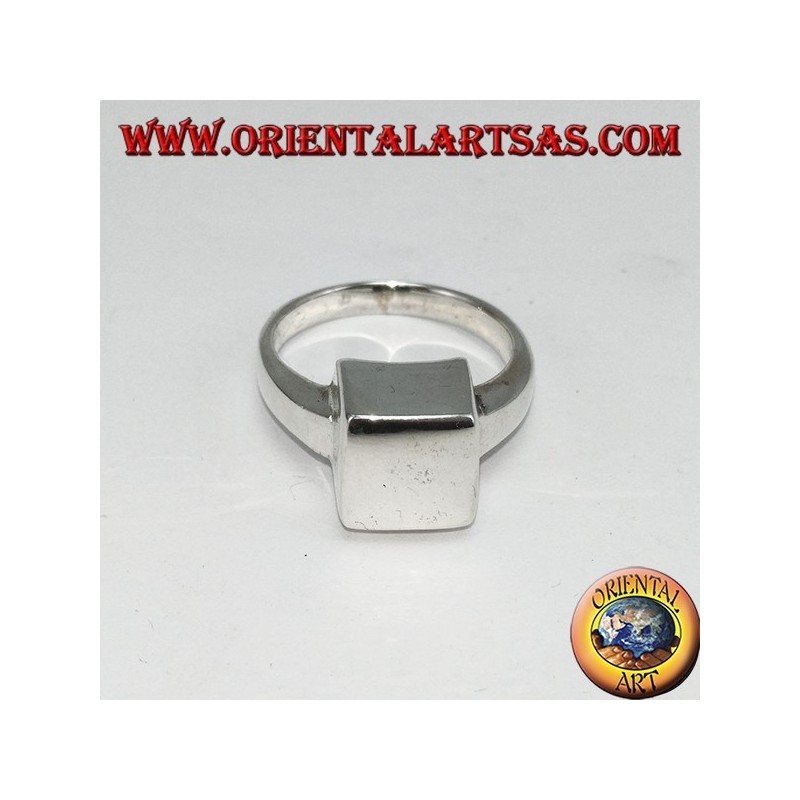 Anello in argento  a cubo liscio