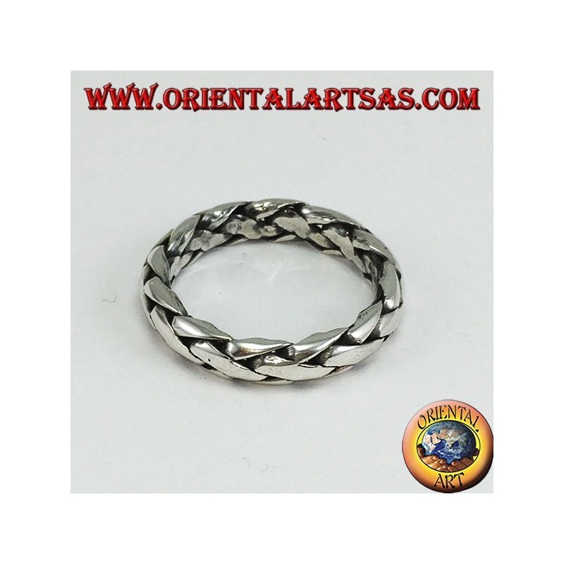 Bague en argent tissée à la main