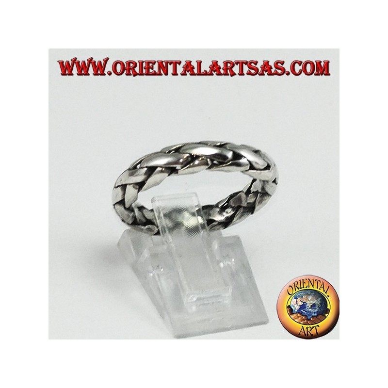 Anillo de plata tejido a mano