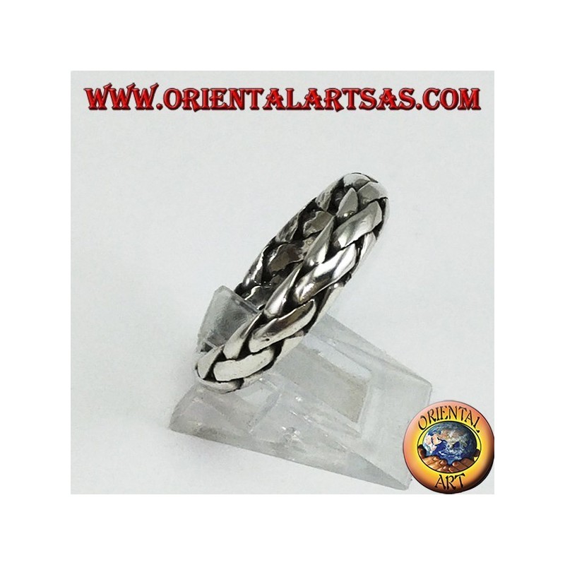 Hand-woven silver ring