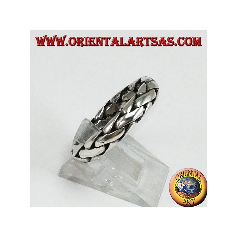 Anillo de plata tejido a mano