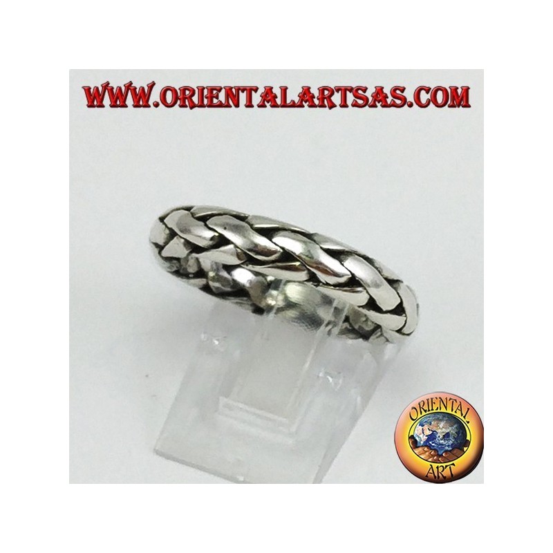 Anillo de plata tejido a mano