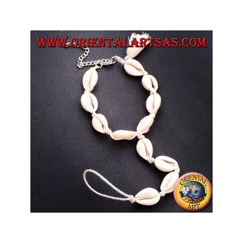 Ankle brace lucky charm with cauri shells