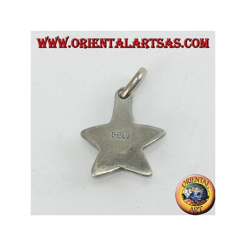 Colgante estrella de plata con topacio azul ovalado