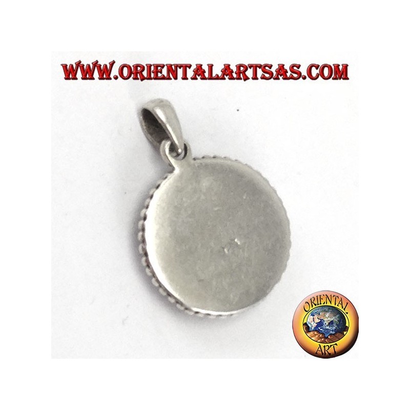 Silber Anhänger Amulett Buddha Auge in Yack Knochen geschnitzt