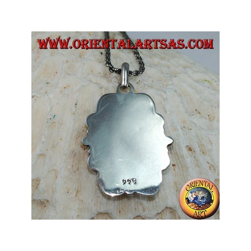 Pendentif en argent avec camée naturel lapis-lazuli ovale (grand)