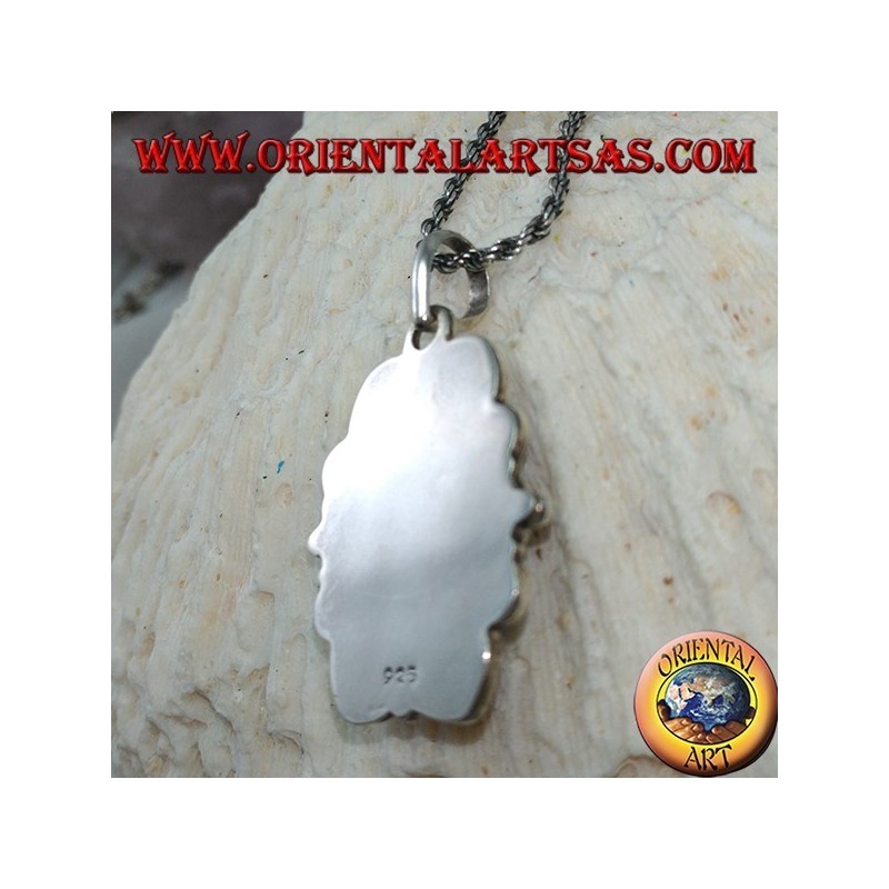 Silver pendant with cameo natural oval lapis lazuli (large)