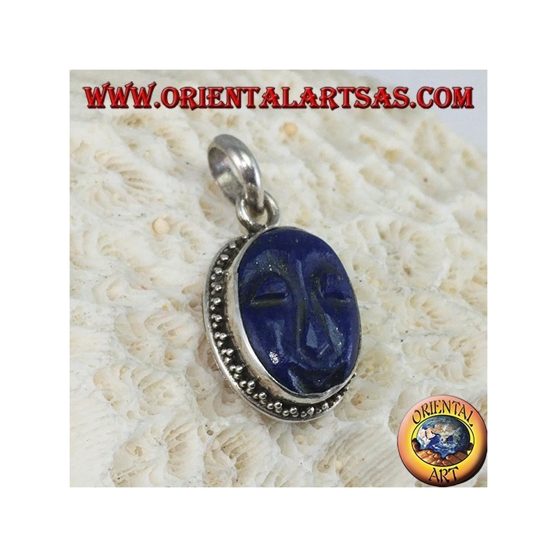 Silber Anhänger mit Cameo natürlichen ovalen Lapislazuli