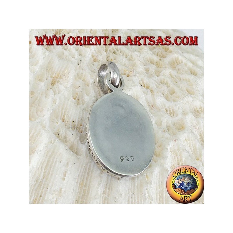 Colgante de plata con camafeo lapislázuli ovalado natural 