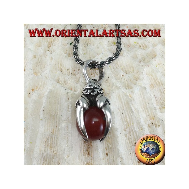 Pendant in silver eagle claw with carnelian sphere
