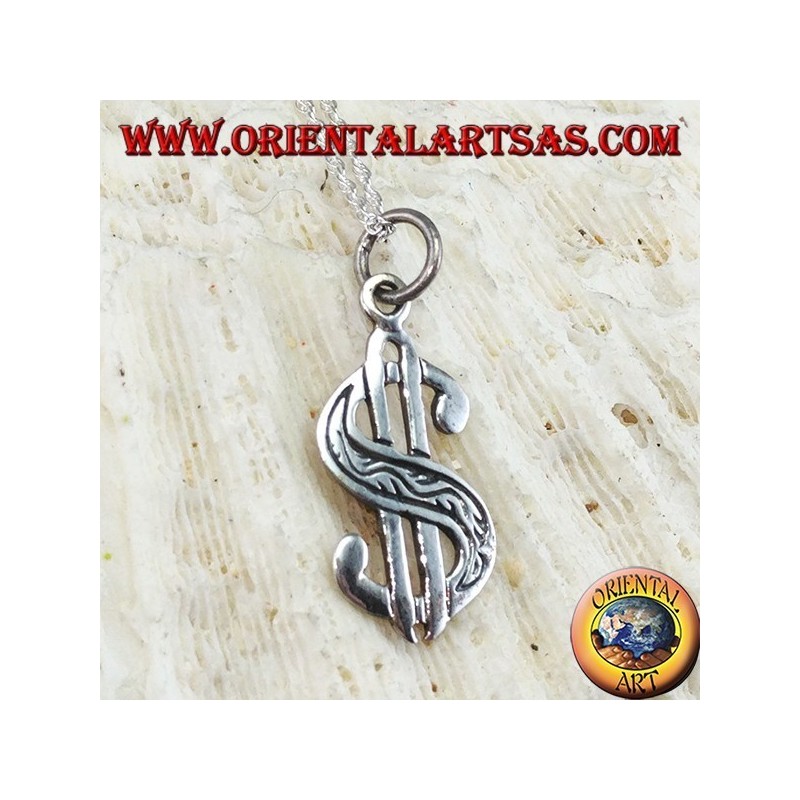 Silver pendant the dollar symbol