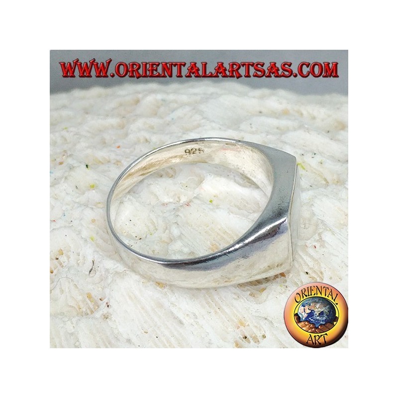 Simple silver ring with 8 * 10 rectangular mother of pearl