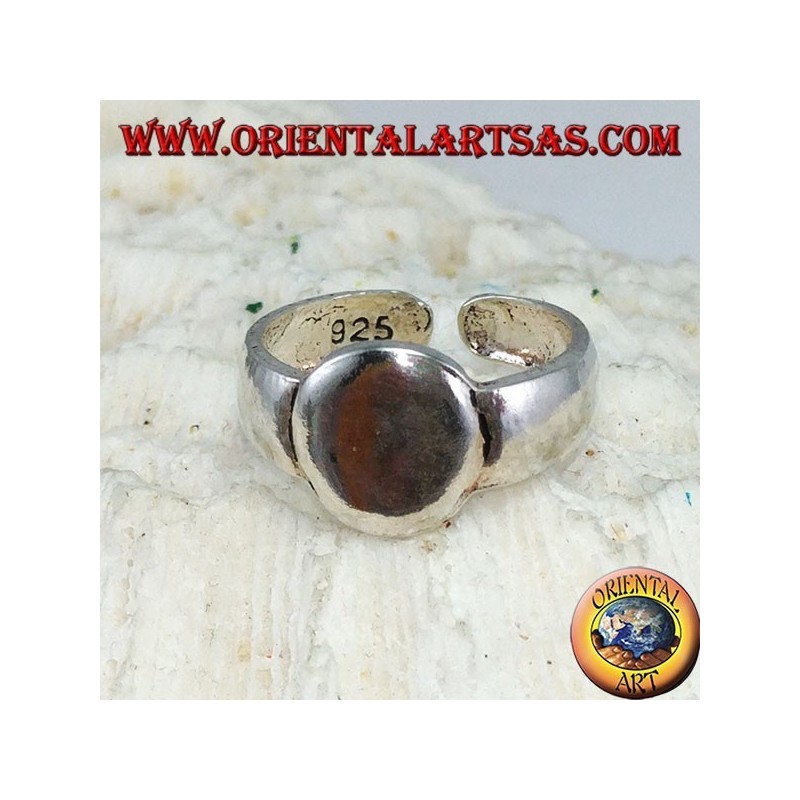 Silver ring for feet or phalanxes with a smooth oval plate