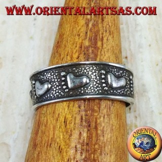 Bague en argent pour pieds ou phalanges avec pieds ciselés