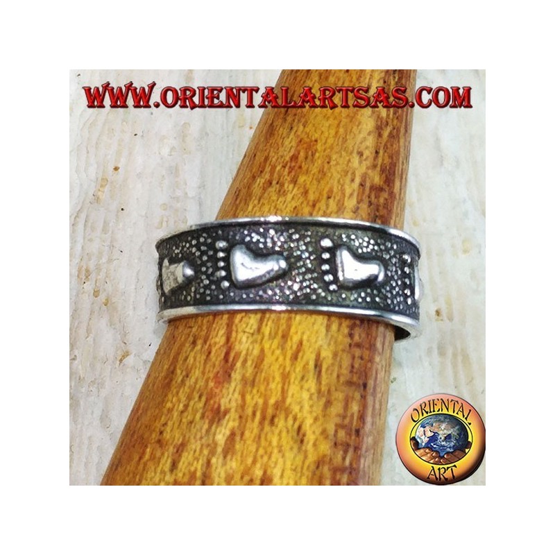 Bague en argent pour pieds ou phalanges avec pieds ciselés