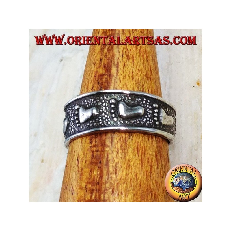 Anillo de plata para pies o falanges con pie cincelado