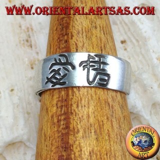 Silver ring for feet or phalanx with Chinese ideogram love and happiness