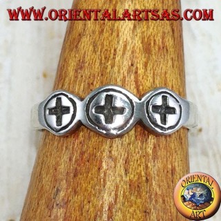 Anillo de plata para pies o falanges con tres cruces