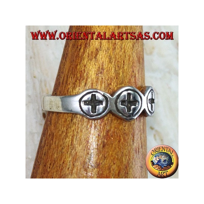 Bague en argent pour les pieds ou les phalanges avec trois croix