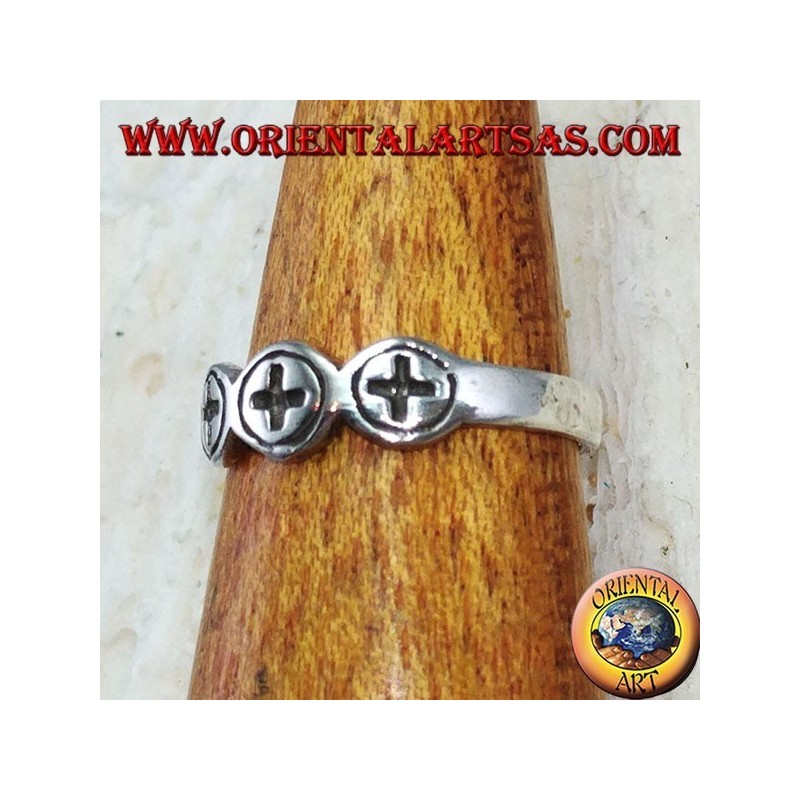 Bague en argent pour les pieds ou les phalanges avec trois croix