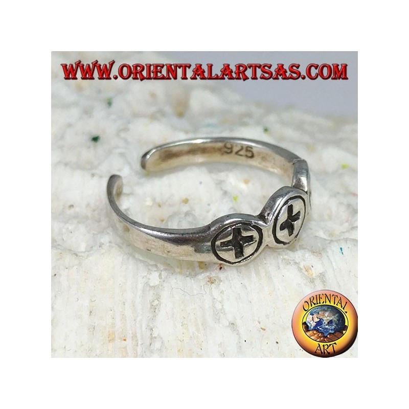 Bague en argent pour les pieds ou les phalanges avec trois croix