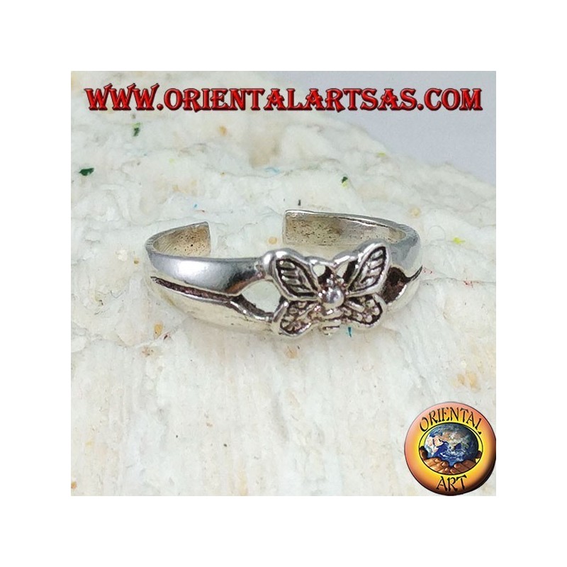 Anillo de plata para pies o falange con mariposa